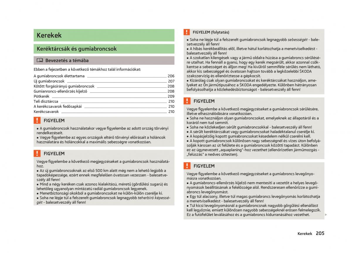 Skoda Octavia III 3 Kezelesi utmutato / page 207