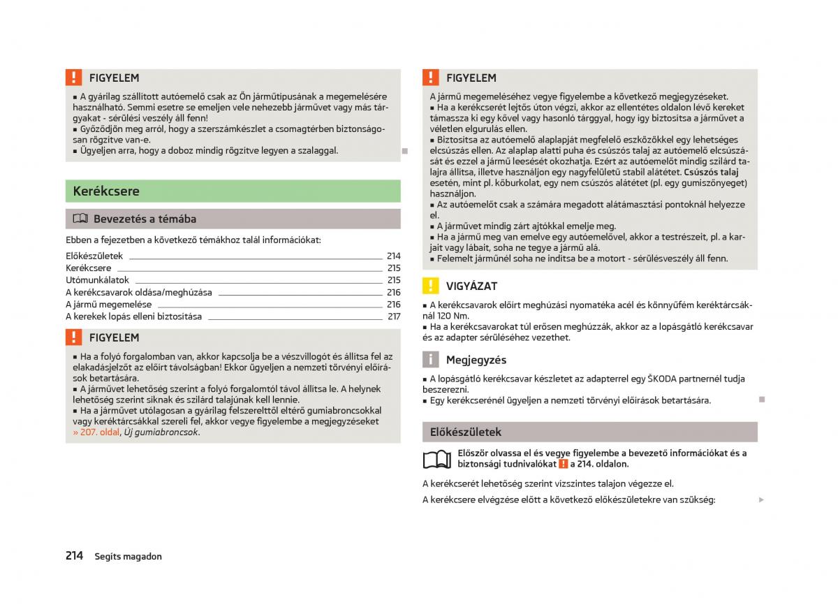 Skoda Octavia III 3 Kezelesi utmutato / page 216