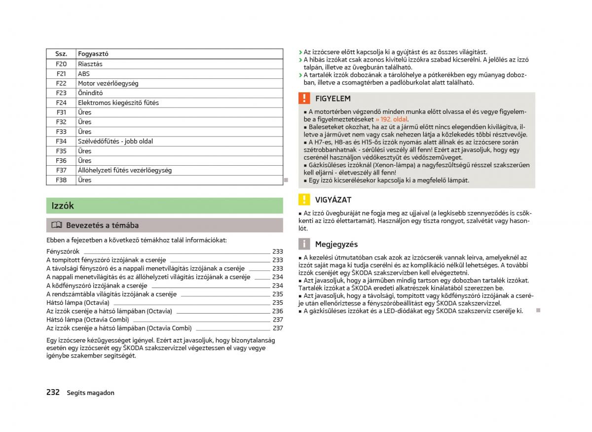 Skoda Octavia III 3 Kezelesi utmutato / page 234