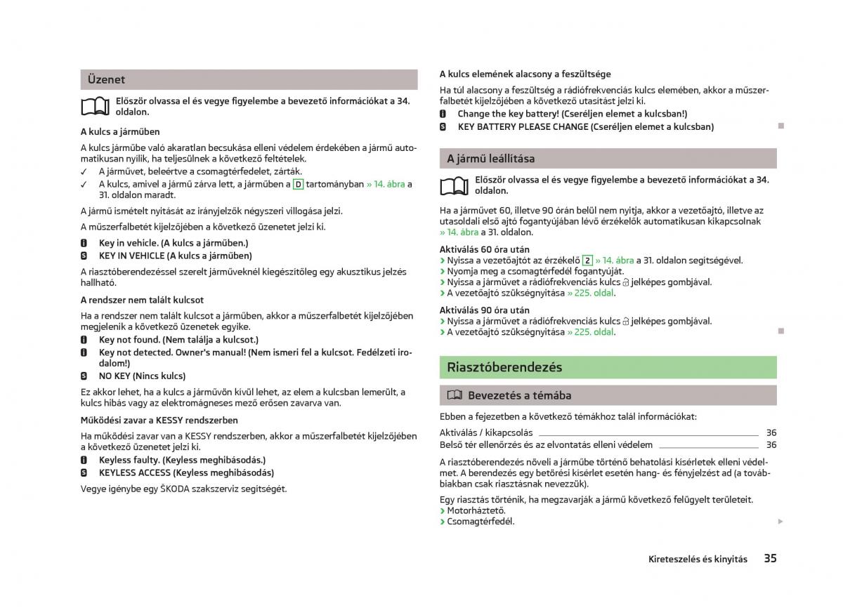 Skoda Octavia III 3 Kezelesi utmutato / page 37