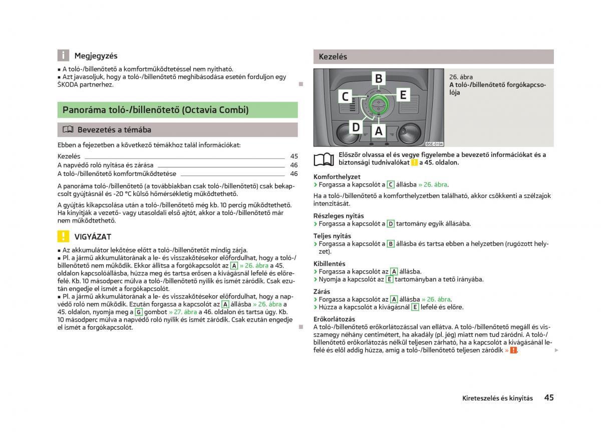 Skoda Octavia III 3 Kezelesi utmutato / page 47