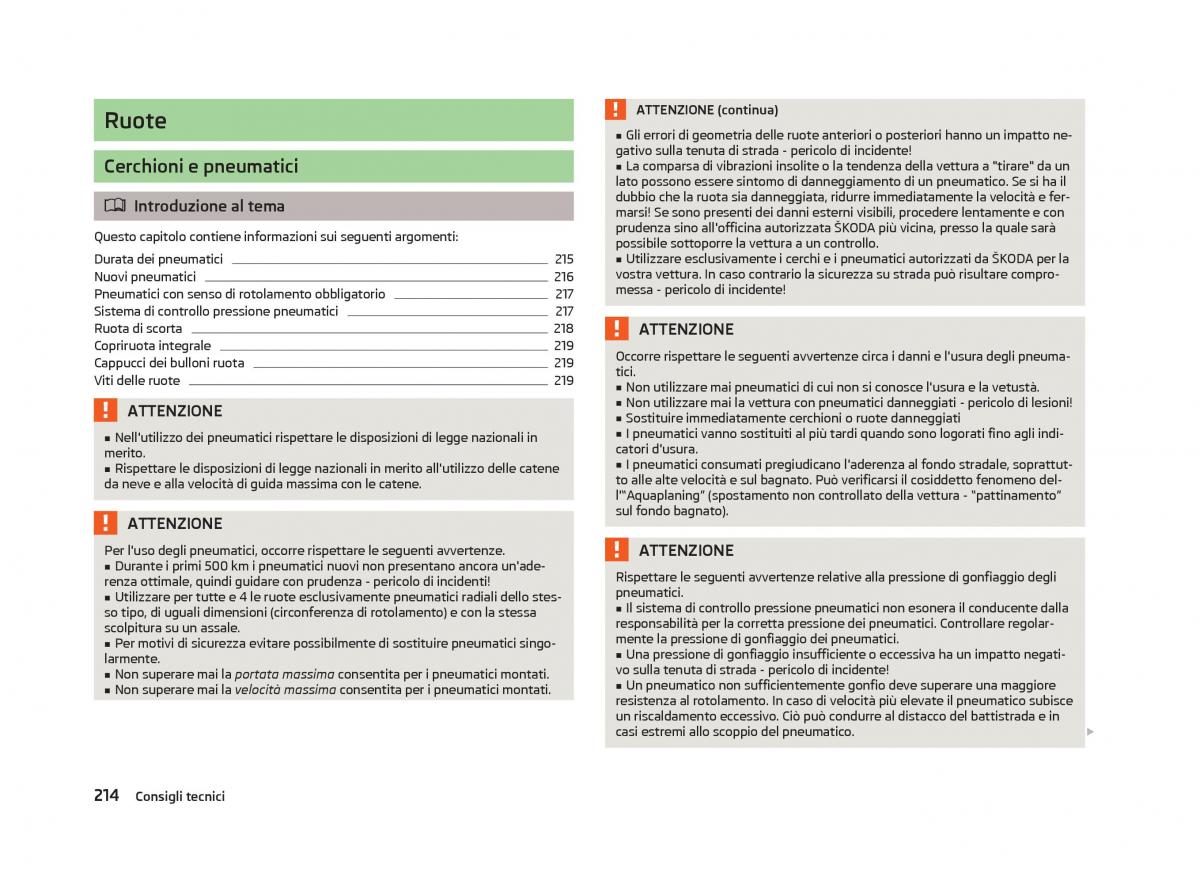 Skoda Octavia III 3 manuale del proprietario / page 216