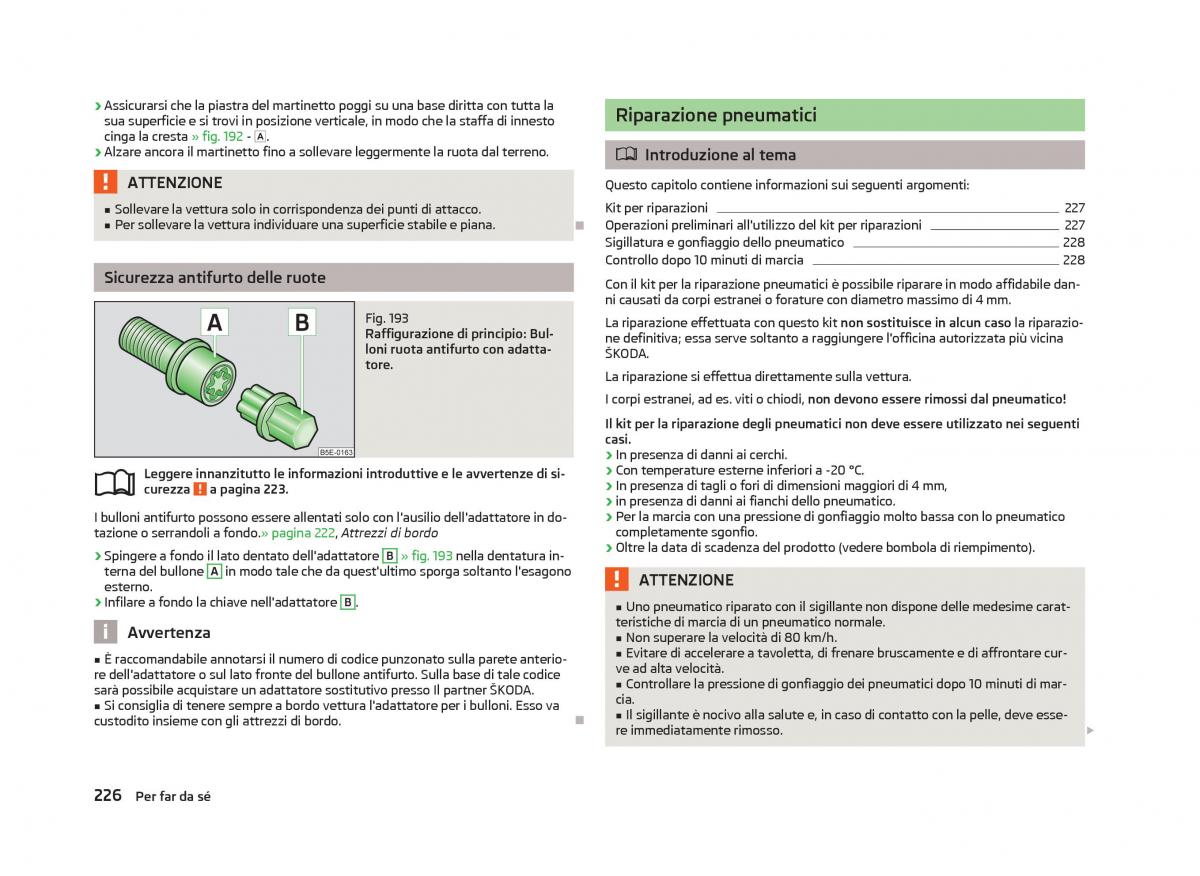 Skoda Octavia III 3 manuale del proprietario / page 228