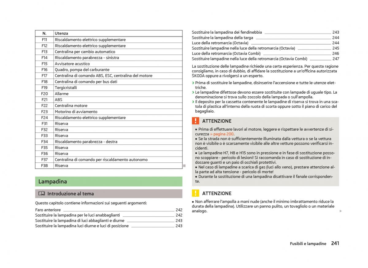 Skoda Octavia III 3 manuale del proprietario / page 243