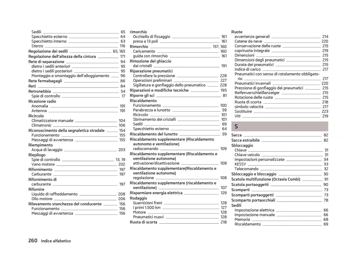 Skoda Octavia III 3 manuale del proprietario / page 262