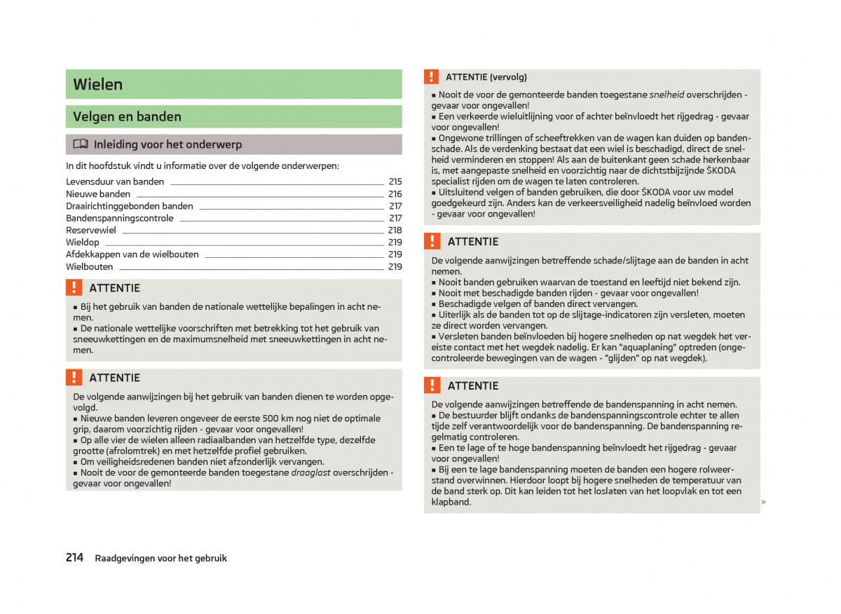 Skoda Octavia III 3 handleiding / page 216