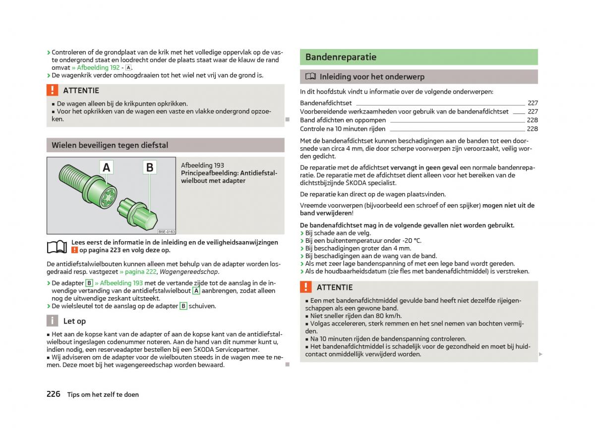 Skoda Octavia III 3 handleiding / page 228