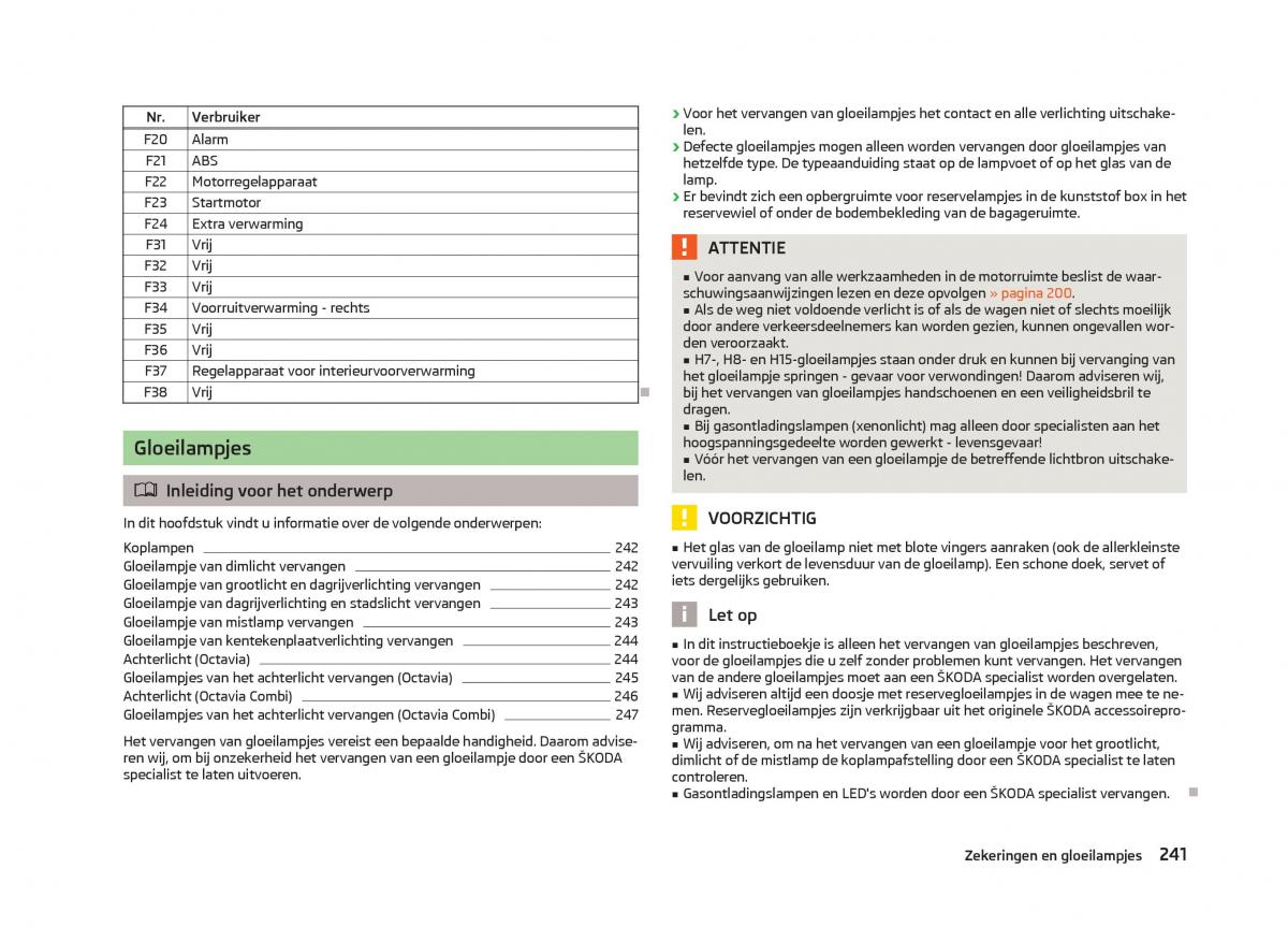 Skoda Octavia III 3 handleiding / page 243