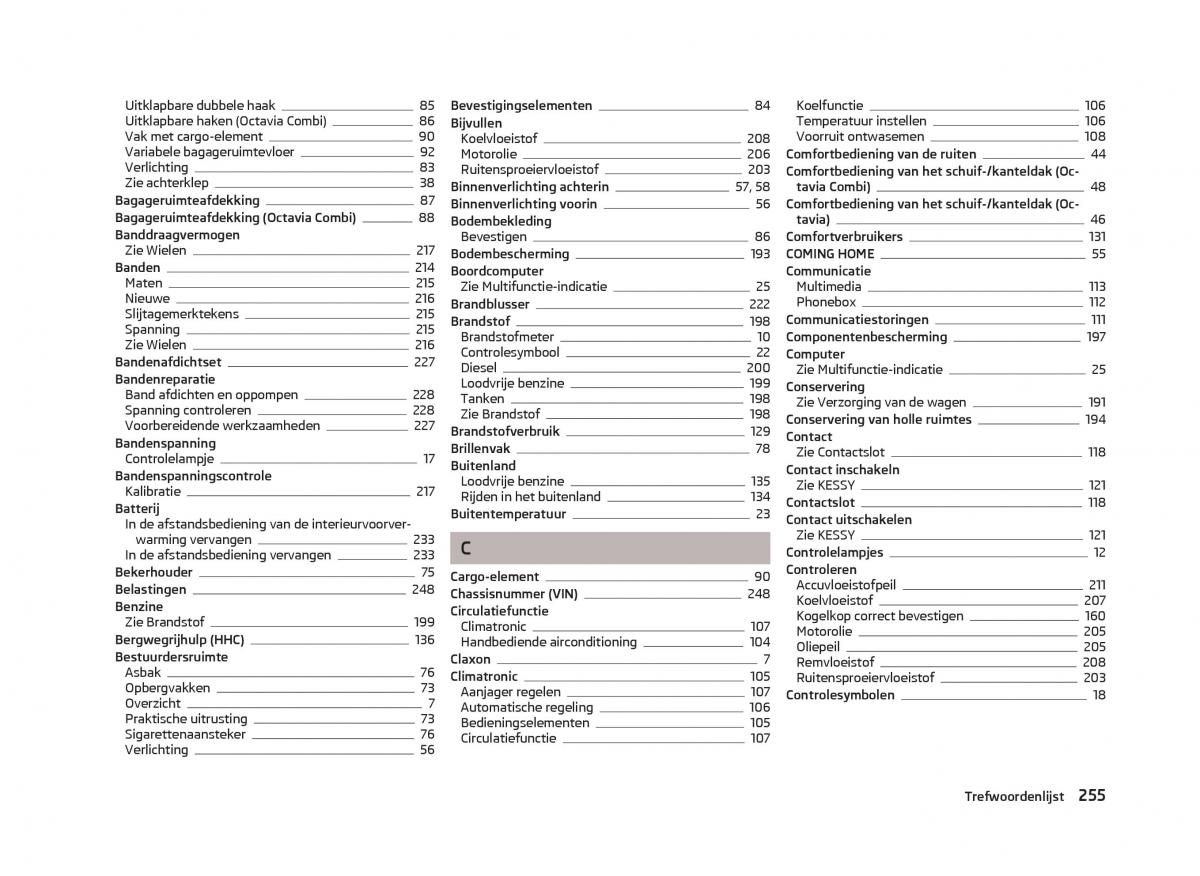 Skoda Octavia III 3 handleiding / page 257