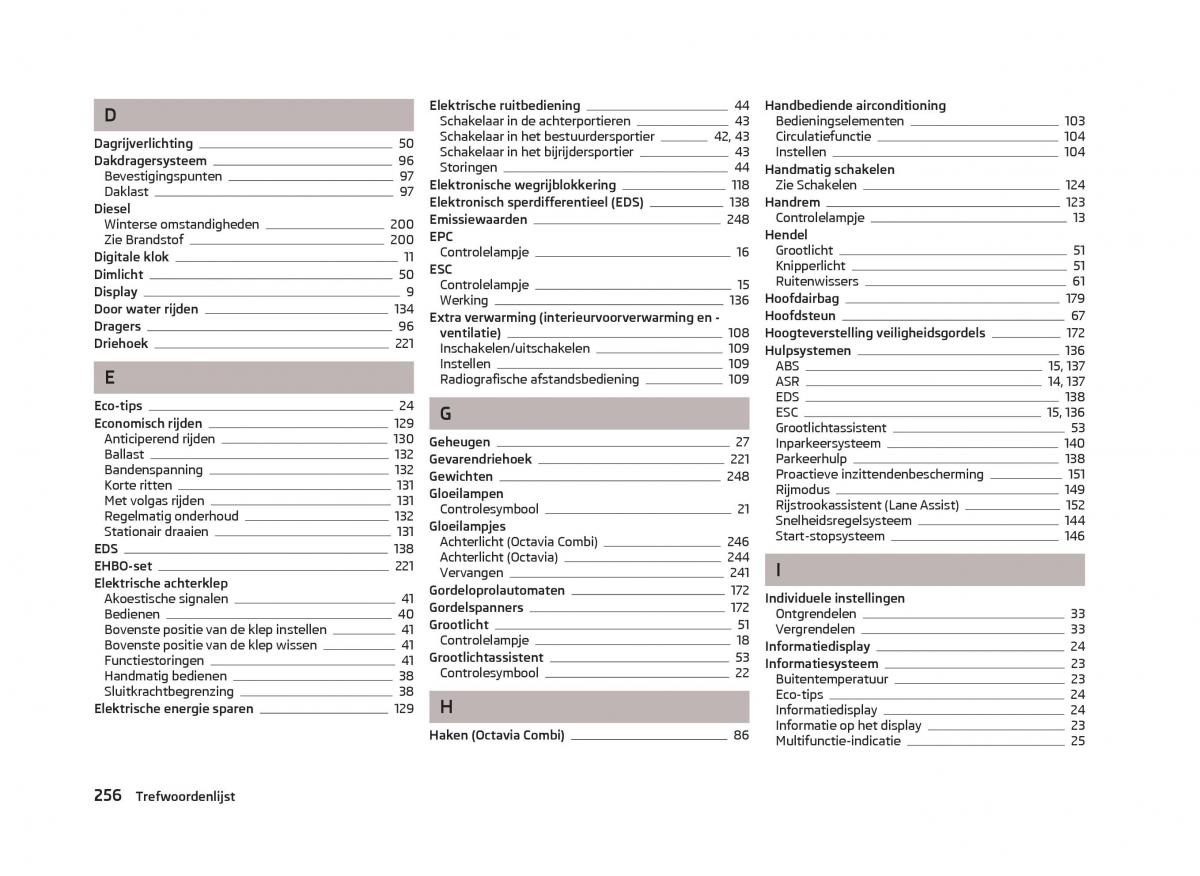 Skoda Octavia III 3 handleiding / page 258