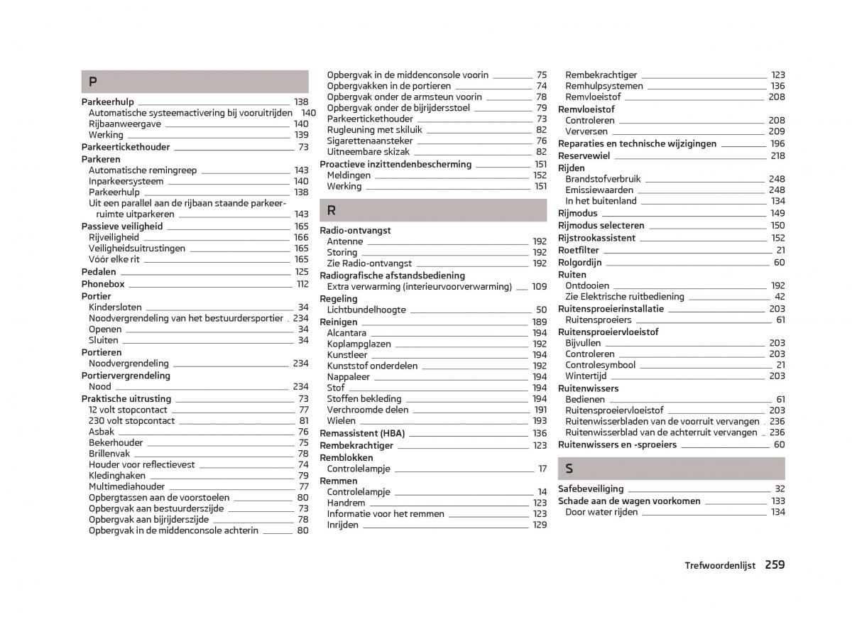 Skoda Octavia III 3 handleiding / page 261