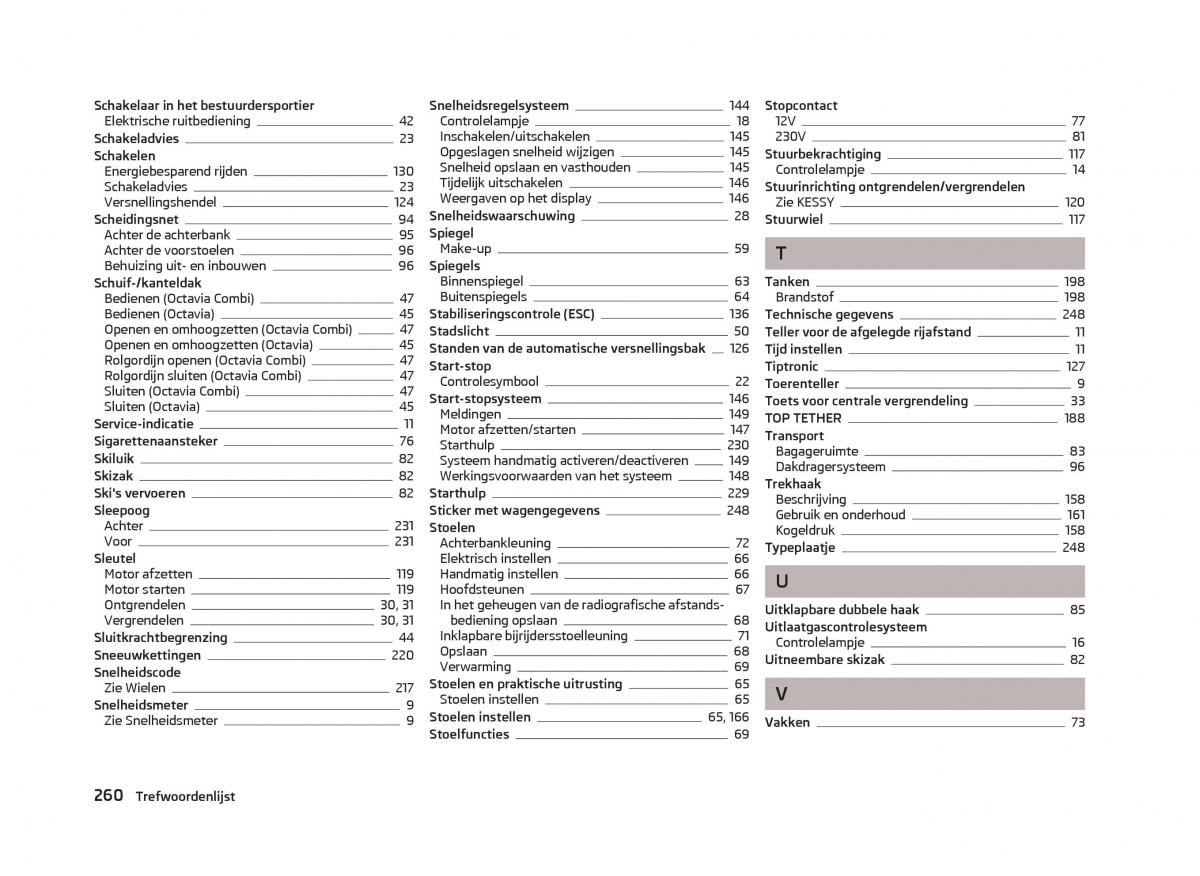 Skoda Octavia III 3 handleiding / page 262