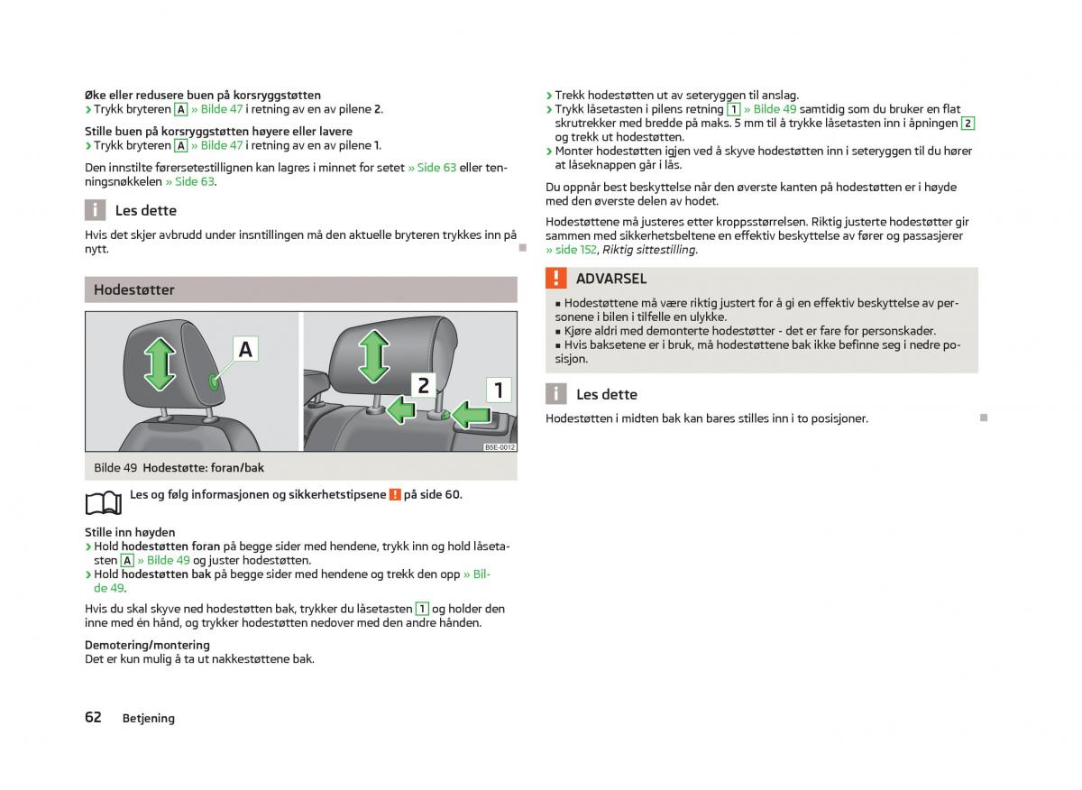 Skoda Octavia III 3 bruksanvisningen / page 64