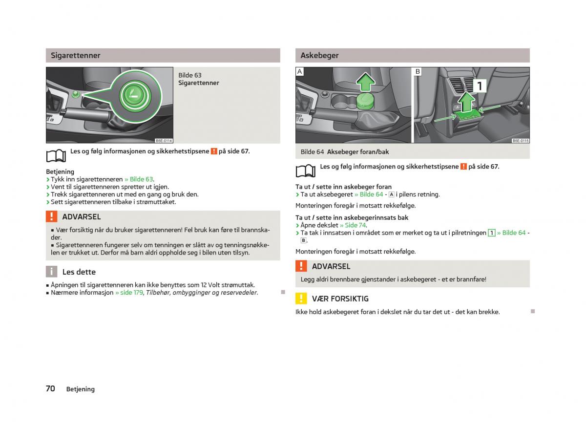 Skoda Octavia III 3 bruksanvisningen / page 72