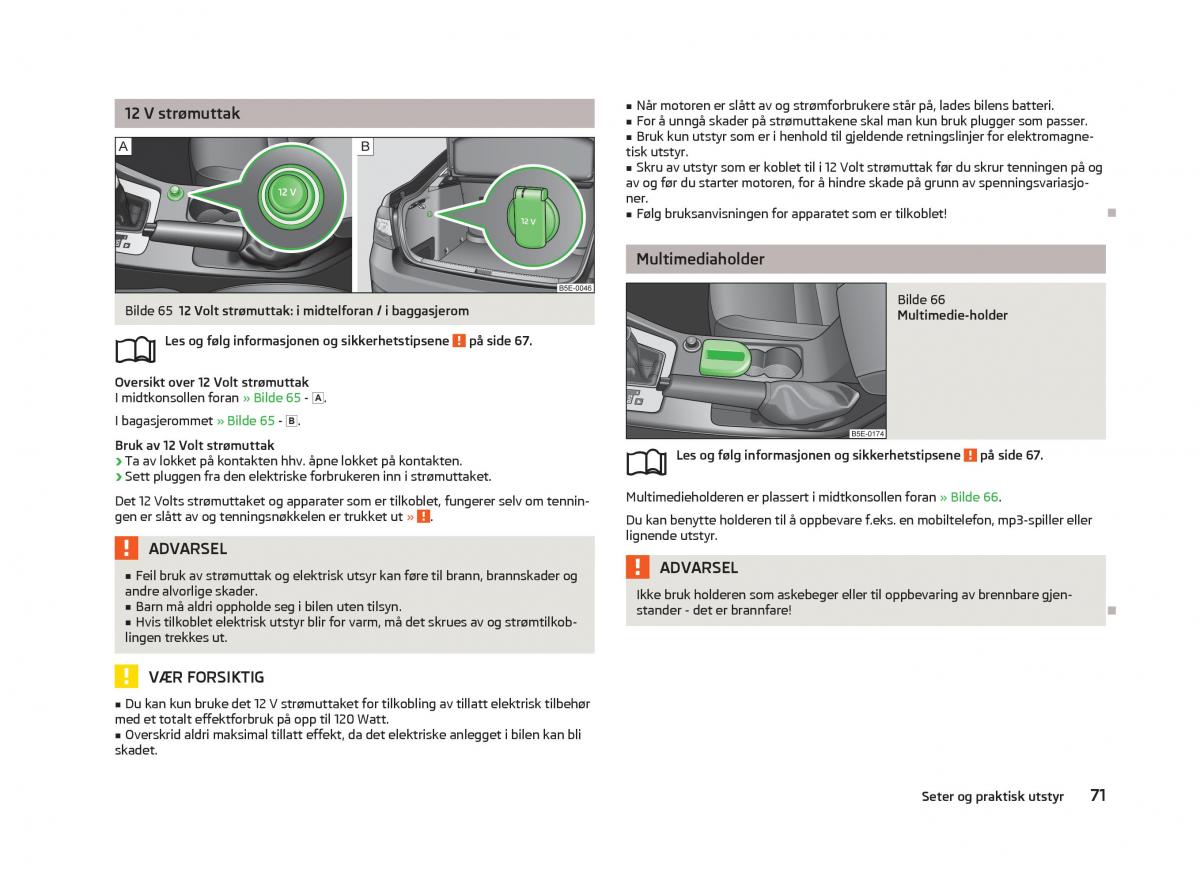 Skoda Octavia III 3 bruksanvisningen / page 73