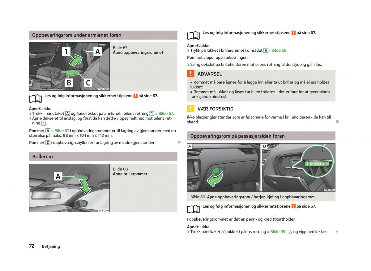 Skoda Octavia III 3 bruksanvisningen / page 74