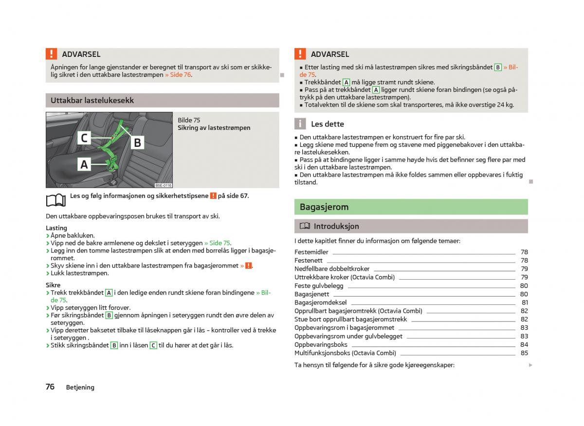 Skoda Octavia III 3 bruksanvisningen / page 78
