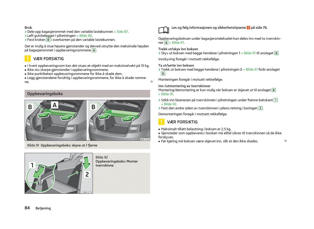 Skoda Octavia III 3 bruksanvisningen / page 86