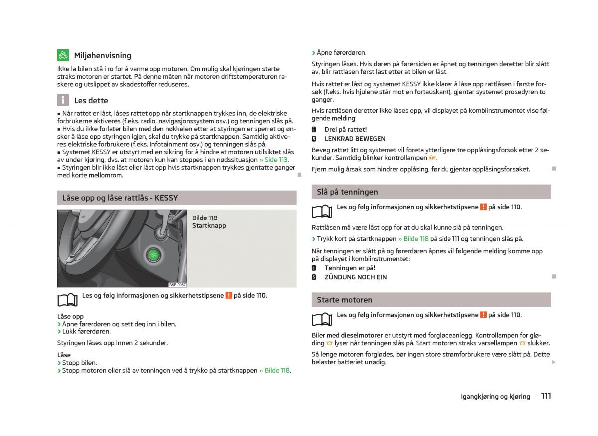 Skoda Octavia III 3 bruksanvisningen / page 113