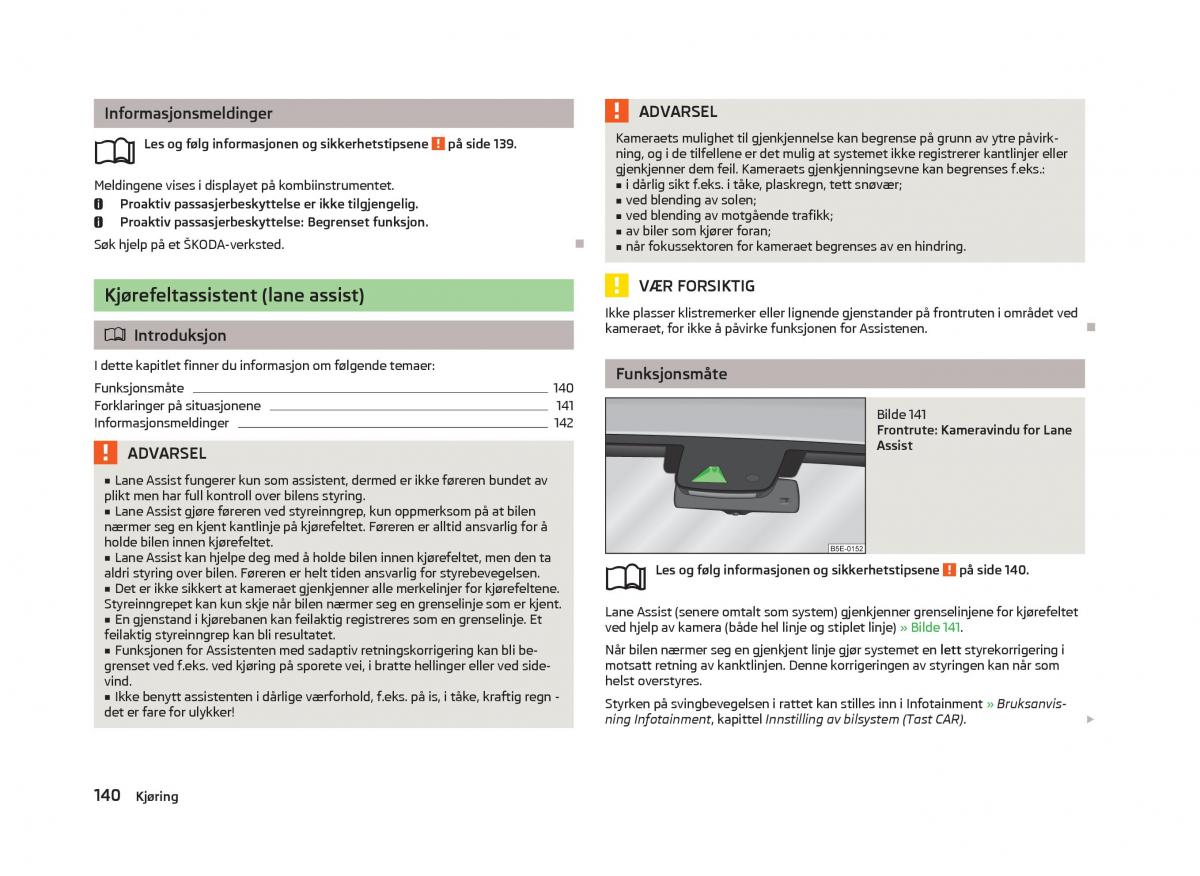 Skoda Octavia III 3 bruksanvisningen / page 142