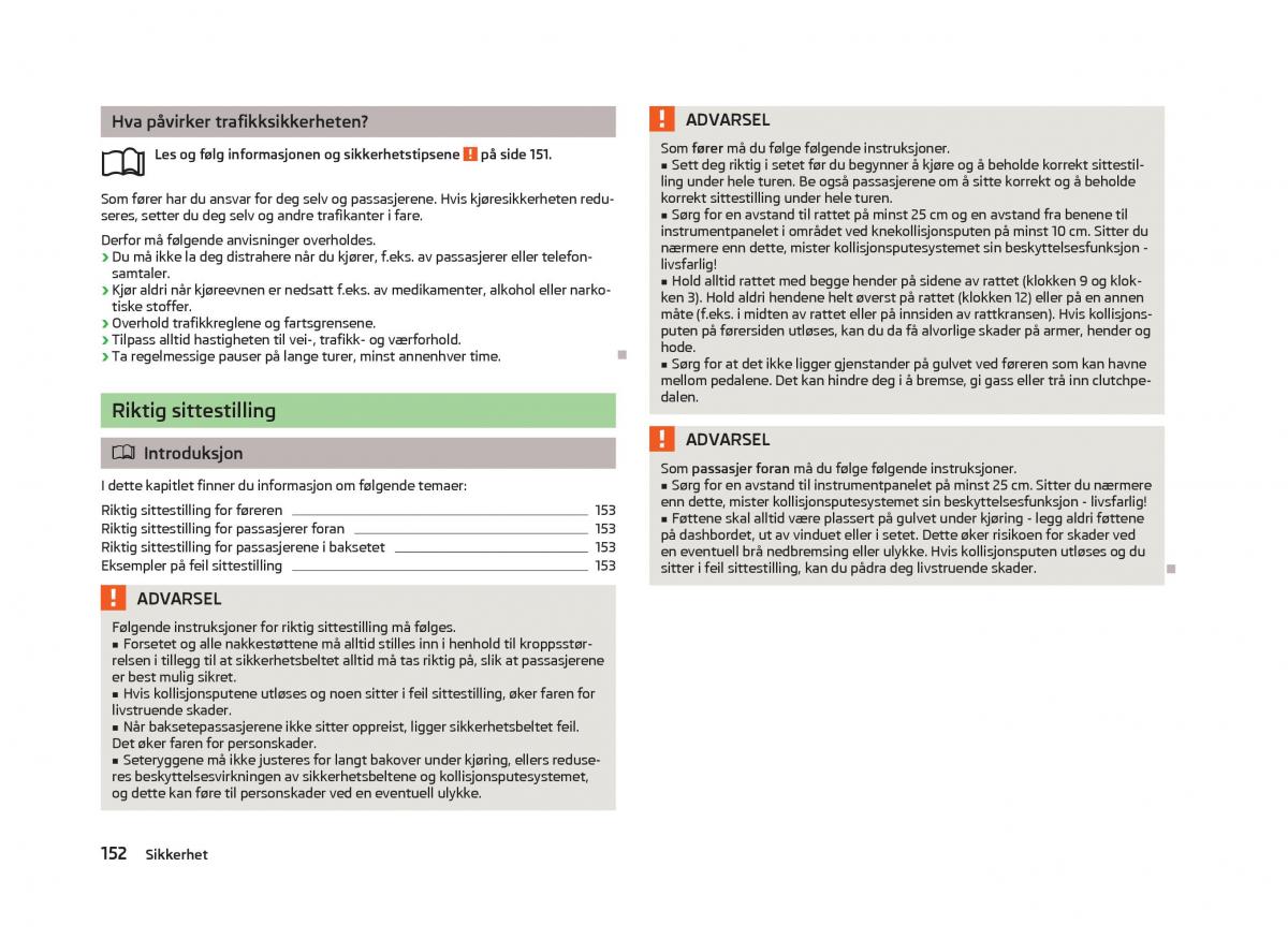 Skoda Octavia III 3 bruksanvisningen / page 154