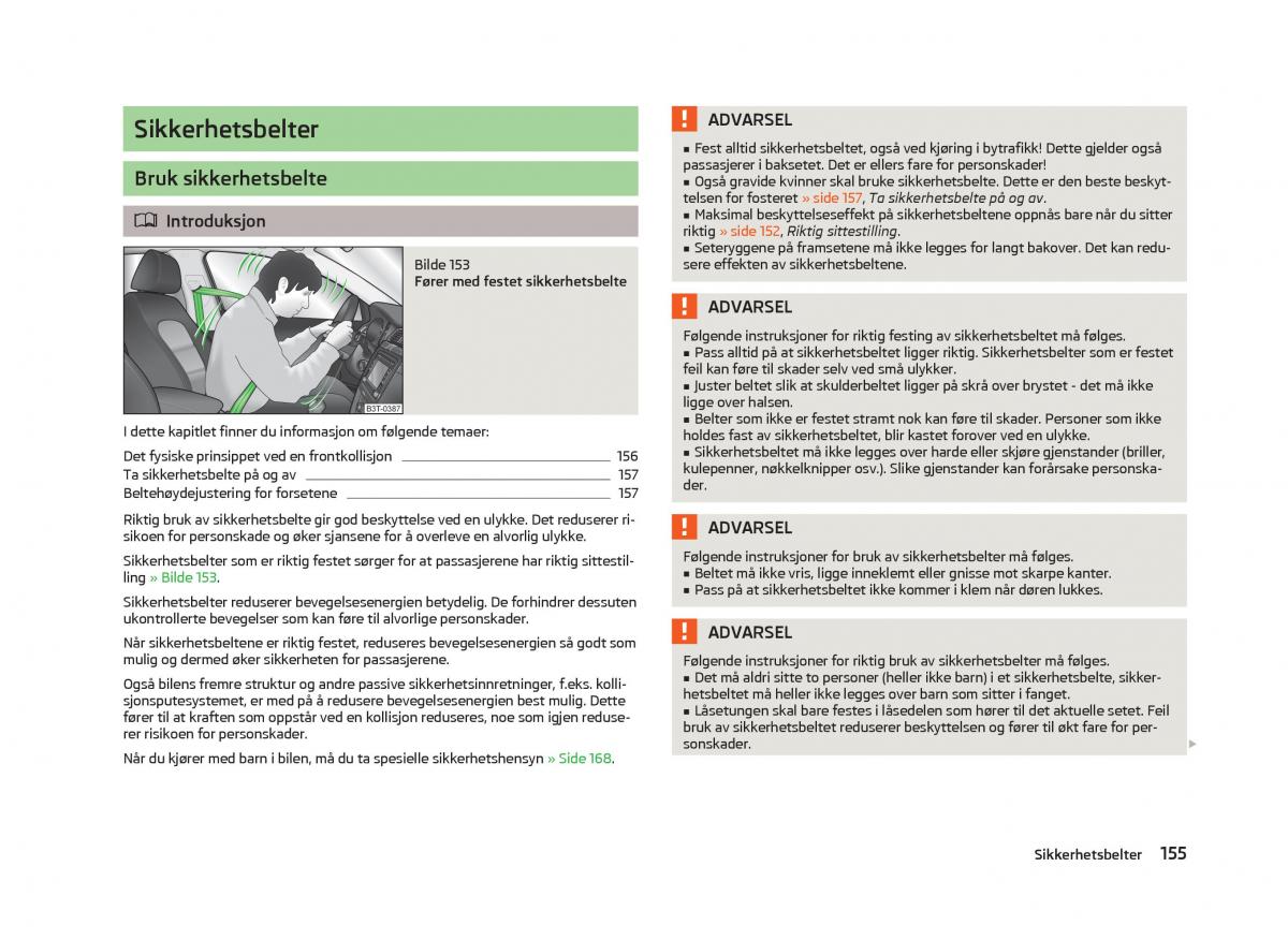 Skoda Octavia III 3 bruksanvisningen / page 157