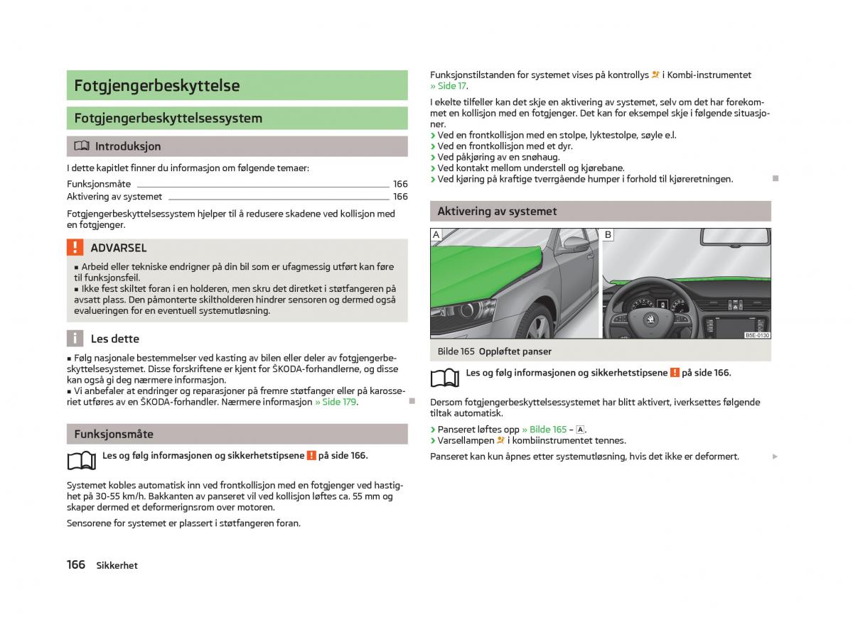 Skoda Octavia III 3 bruksanvisningen / page 168