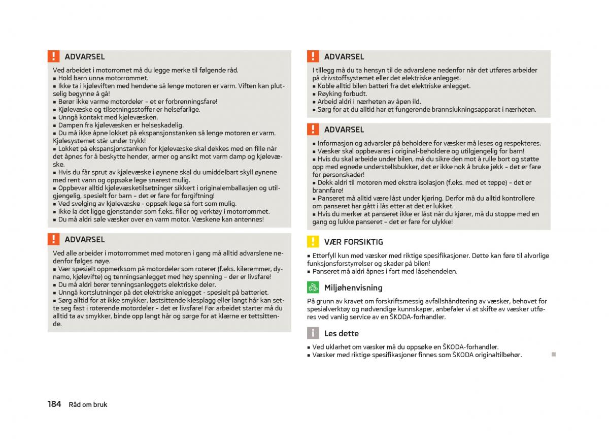 Skoda Octavia III 3 bruksanvisningen / page 186