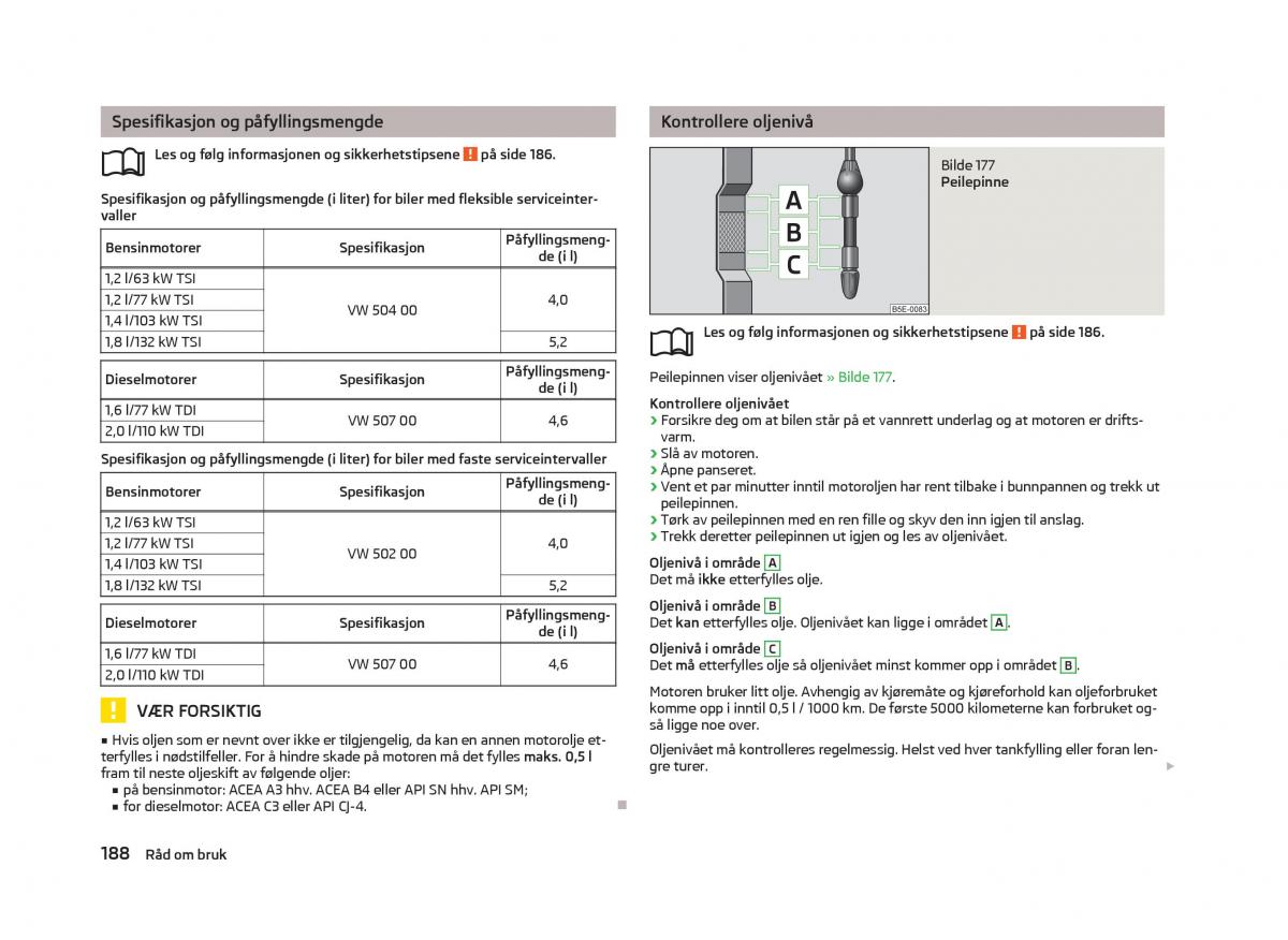 Skoda Octavia III 3 bruksanvisningen / page 190