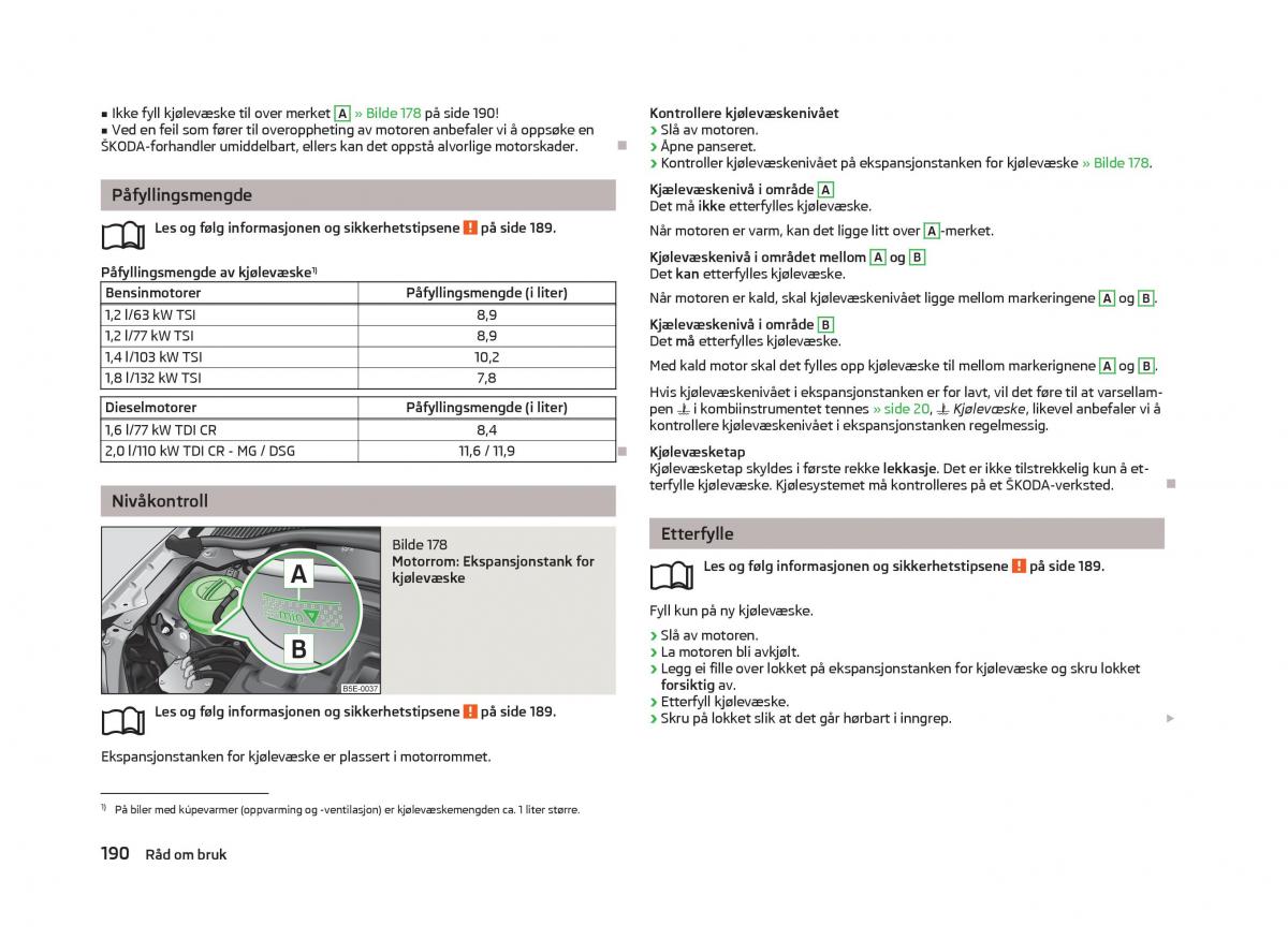 Skoda Octavia III 3 bruksanvisningen / page 192