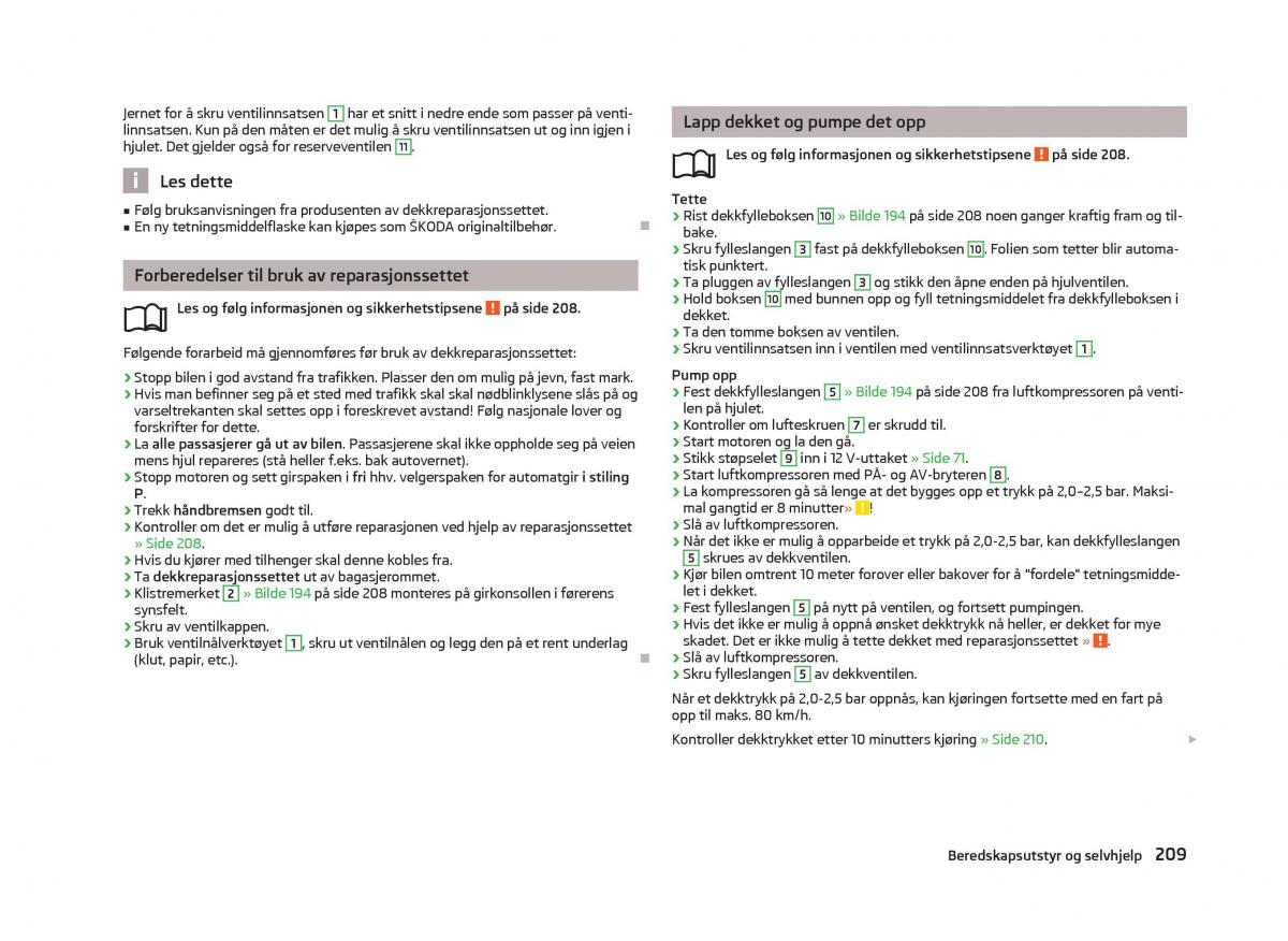 Skoda Octavia III 3 bruksanvisningen / page 211