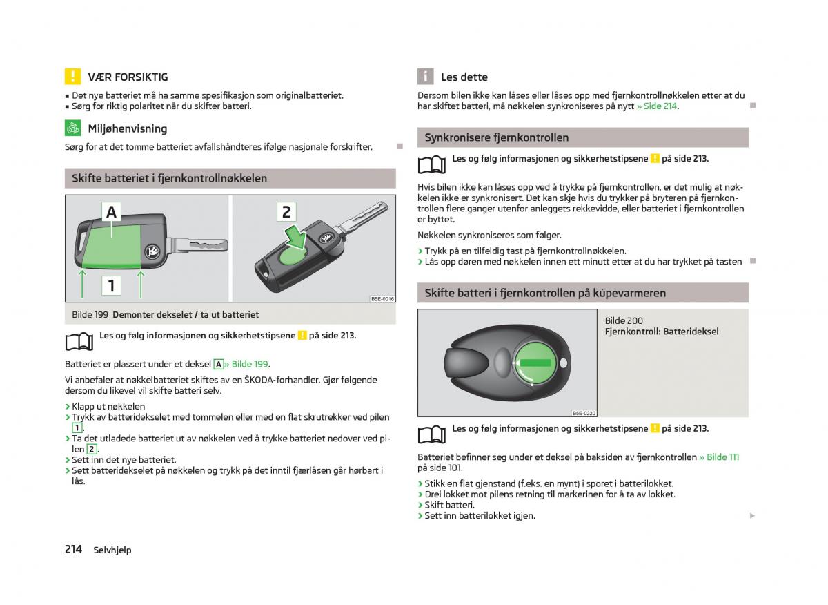 Skoda Octavia III 3 bruksanvisningen / page 216