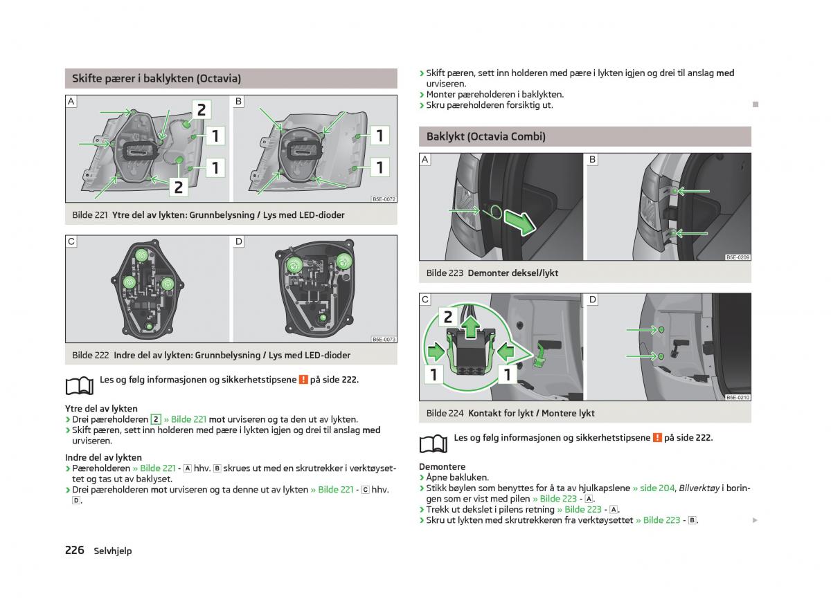 Skoda Octavia III 3 bruksanvisningen / page 228