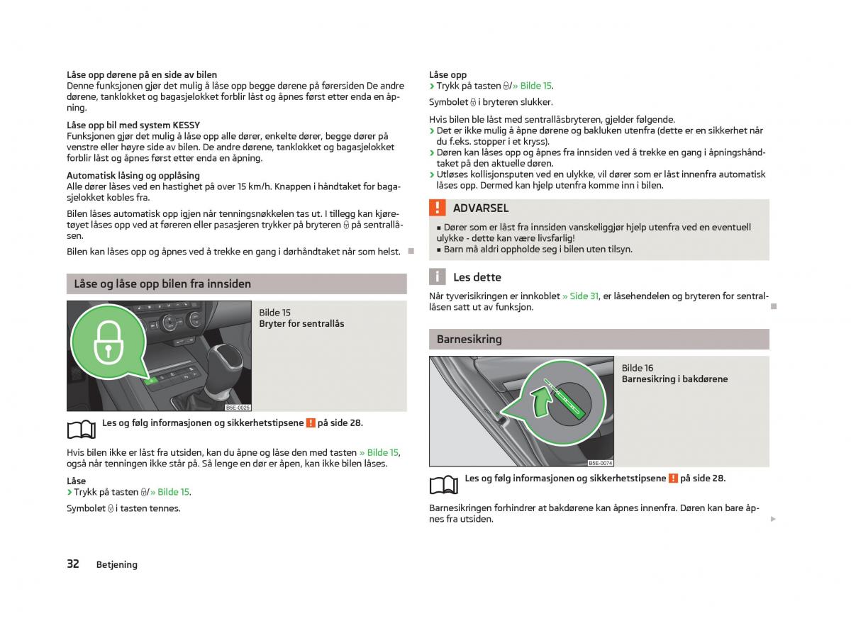 Skoda Octavia III 3 bruksanvisningen / page 34