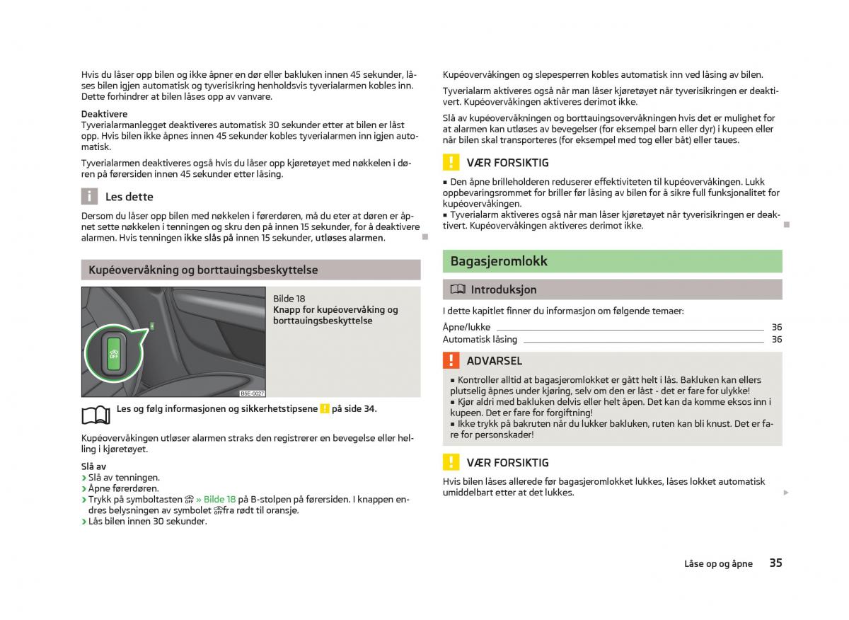 Skoda Octavia III 3 bruksanvisningen / page 37