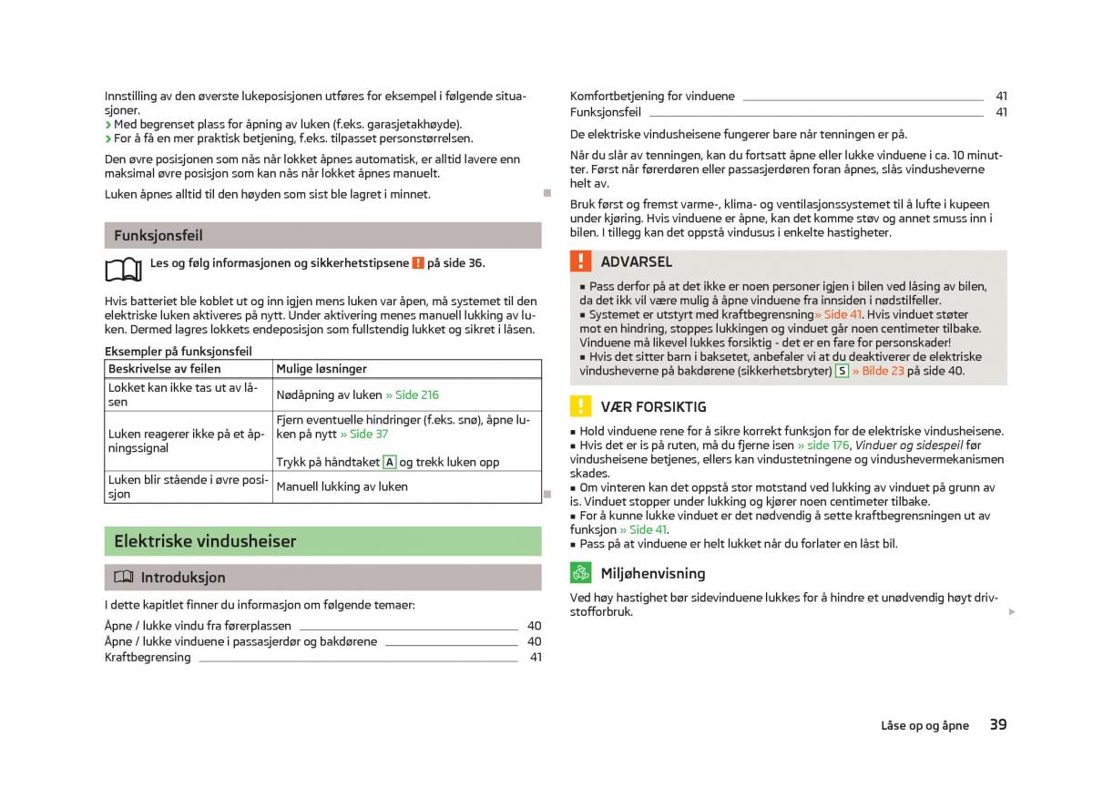 Skoda Octavia III 3 bruksanvisningen / page 41