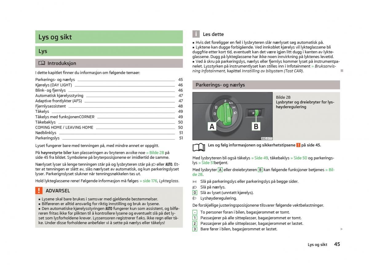 Skoda Octavia III 3 bruksanvisningen / page 47