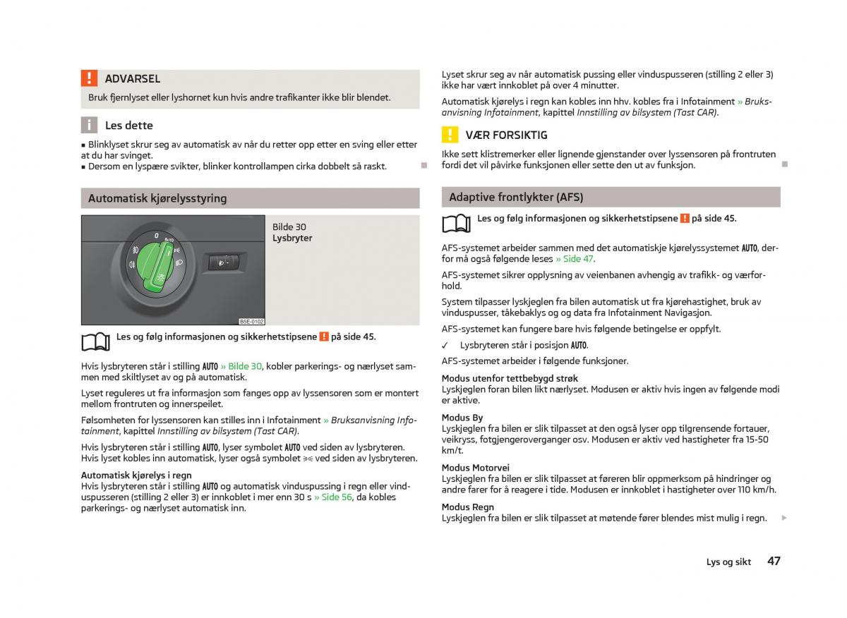 Skoda Octavia III 3 bruksanvisningen / page 49