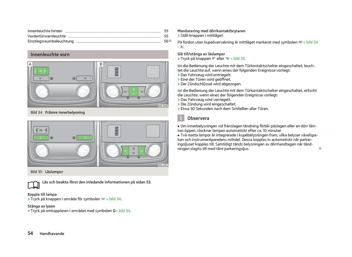 Skoda Octavia III 3 instruktionsbok / page 56