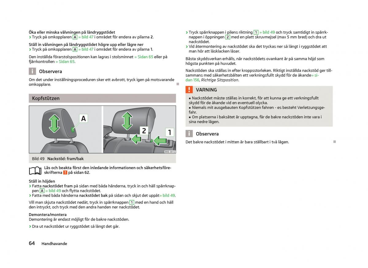 Skoda Octavia III 3 instruktionsbok / page 66