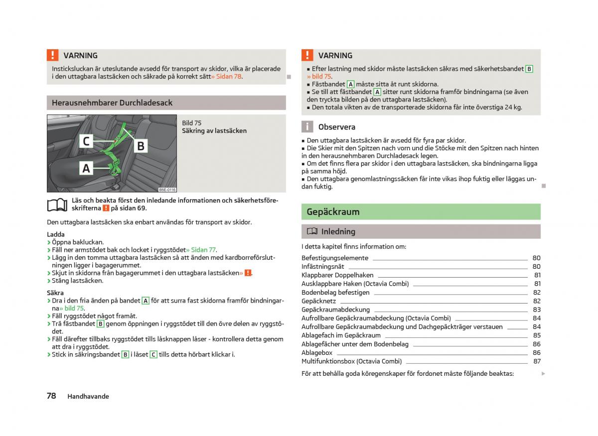 Skoda Octavia III 3 instruktionsbok / page 80