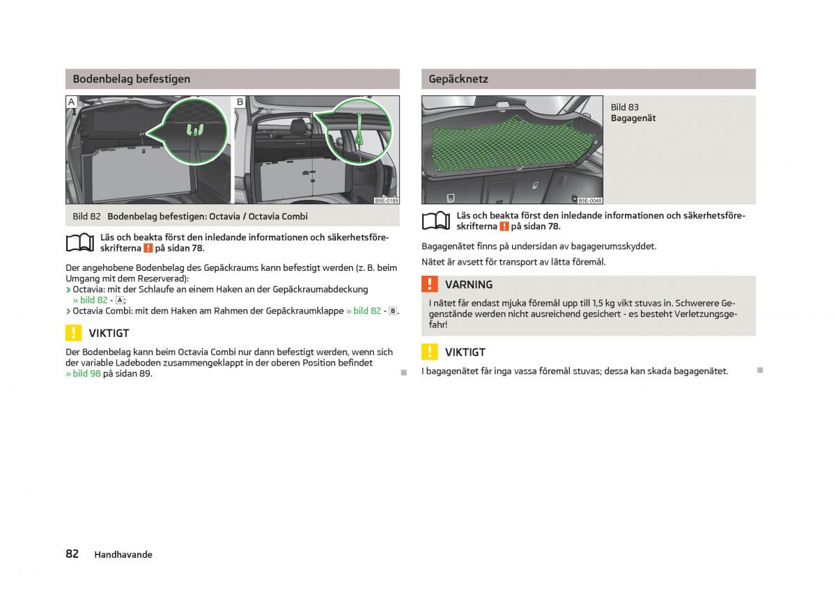 Skoda Octavia III 3 instruktionsbok / page 84