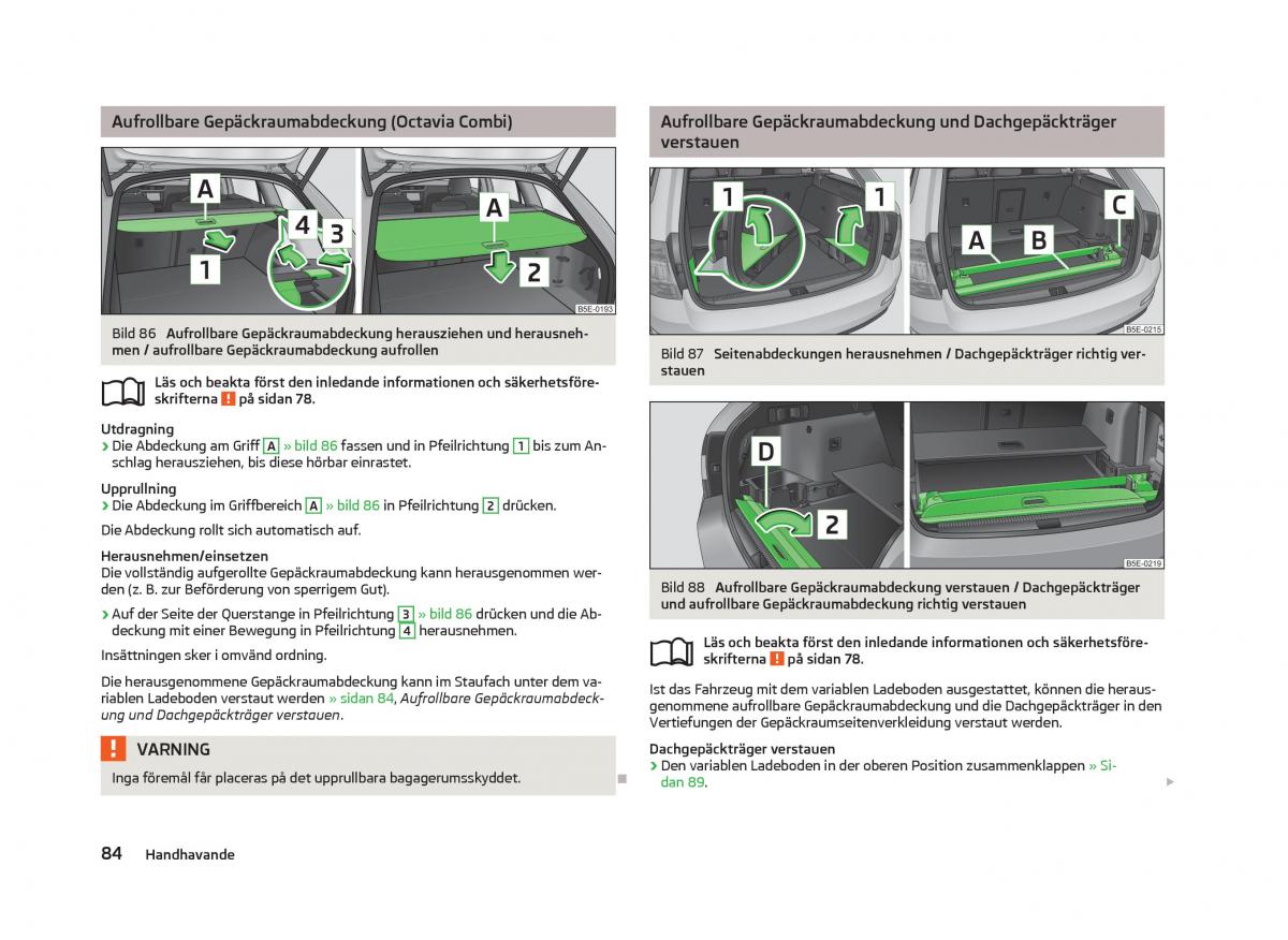 Skoda Octavia III 3 instruktionsbok / page 86