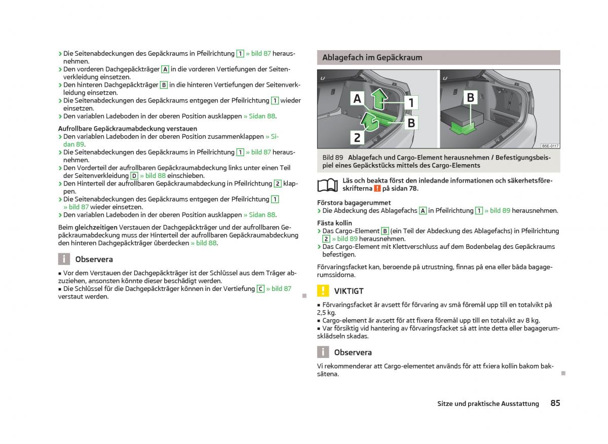 Skoda Octavia III 3 instruktionsbok / page 87