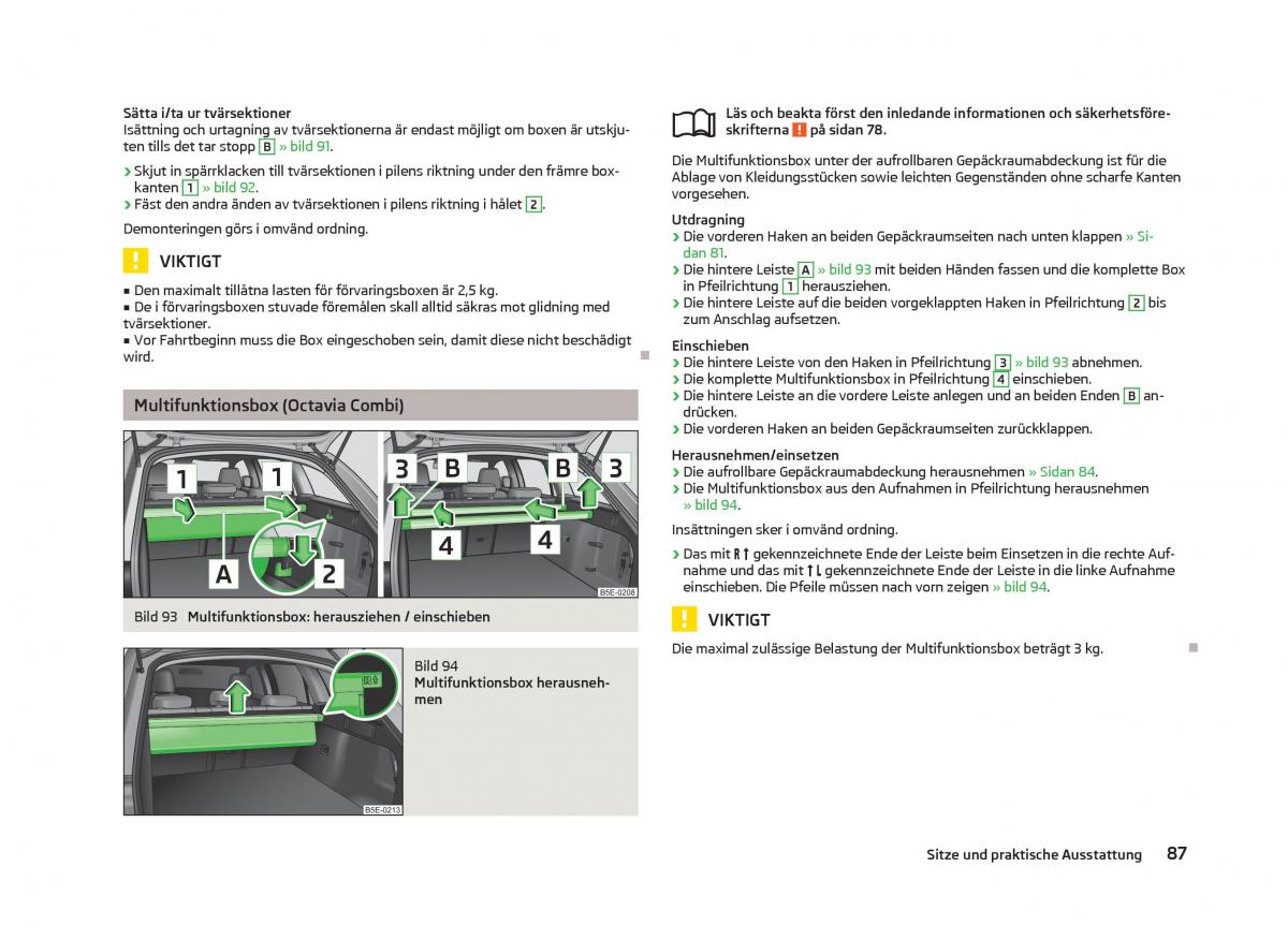 Skoda Octavia III 3 instruktionsbok / page 89