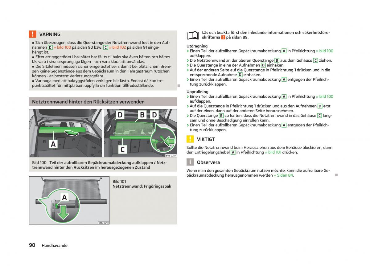 Skoda Octavia III 3 instruktionsbok / page 92