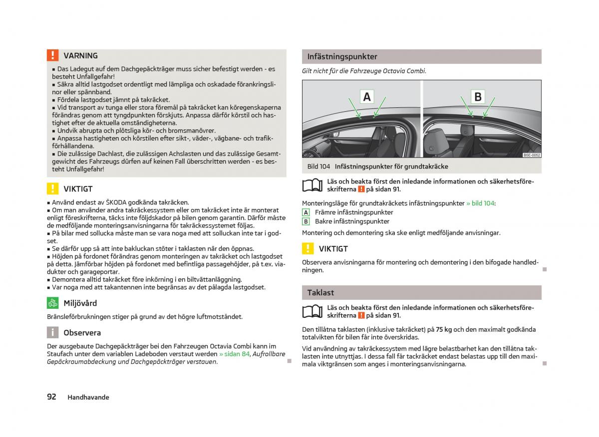 Skoda Octavia III 3 instruktionsbok / page 94