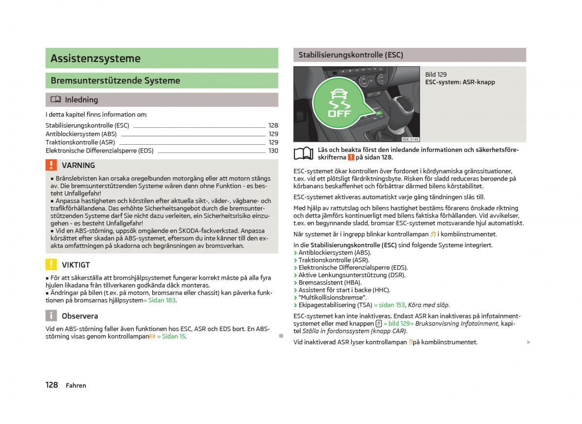 Skoda Octavia III 3 instruktionsbok / page 130