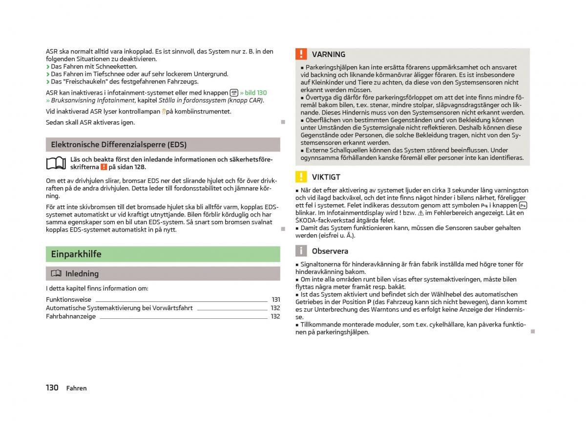 Skoda Octavia III 3 instruktionsbok / page 132