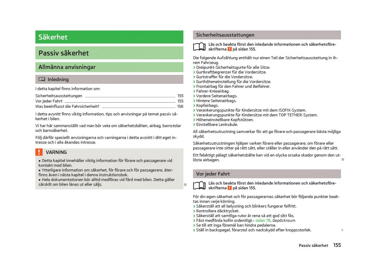 Skoda Octavia III 3 instruktionsbok / page 157